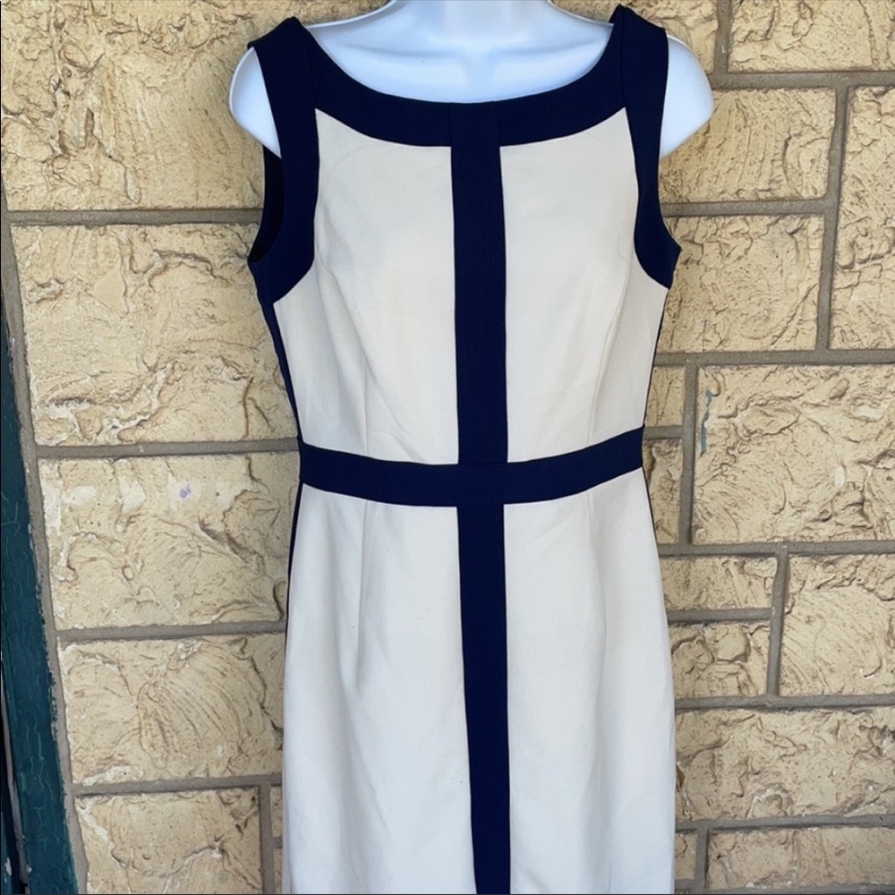 Ellen Tracy Dress Navy Blue & Ivory Size 6 Casual career Formal - Picture 4 of 12